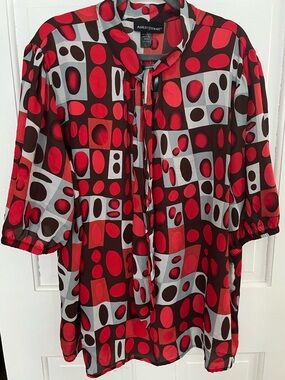 Ashley Stewart Polka Dits silky tunic blouse  22/24